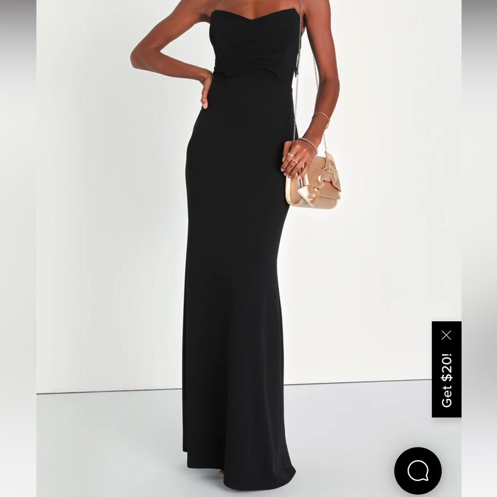 Lulus Strapless Black Maxi Dress BRAND NEW w/ Bustier Back